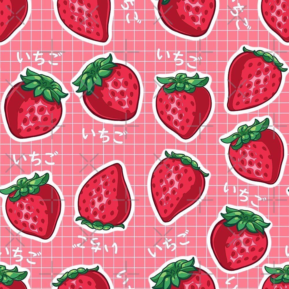 “Cute Japanese strawberry pattern” by AnGoArt | Redbubble