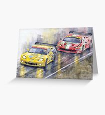 Le Mans 2011 GTE Pro Chevrolette Corvette C6R vs Ferrari 458 Italia Greeting Card