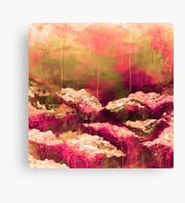 ITS A ROSE COLORED LIFE Floral Hot Pink Marsala Olive Green Flowers Abstract Acrylic Painting Fine Art Canvas Print