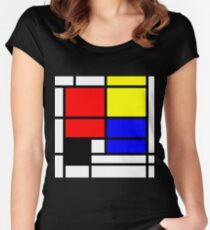 Mondrian style art deco design in basic colors Women's Fitted Scoop T-Shirt