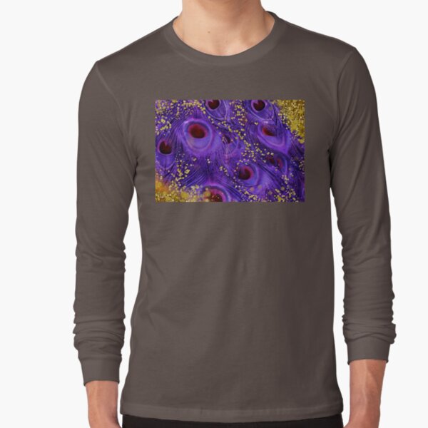 Purple Fantasy, peacock feathers laden with faux gold Long Sleeve T-Shirt