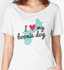 I Love My Boonie Dog (Blue) Women's Relaxed Fit T-Shirt