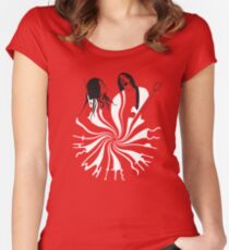 Candy Cane Children (on red) Women's Fitted Scoop T-Shirt