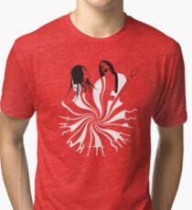 Candy Cane Children (on red) Tri-blend T-Shirt