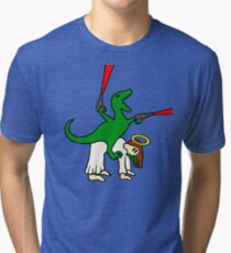 Dinosaur Riding Jesus Tri-blend T-Shirt