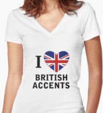 I Love British Accents ( Black Text ) Women's Fitted V-Neck T-Shirt
