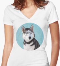 Mr Siberian Husky Women's Fitted V-Neck T-Shirt