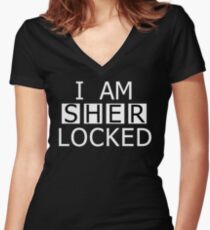 I AM SHER-LOCKED Women's Fitted V-Neck T-Shirt
