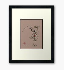 Autumn Chill - Sumi e Ikebana Zen drawing Framed Print