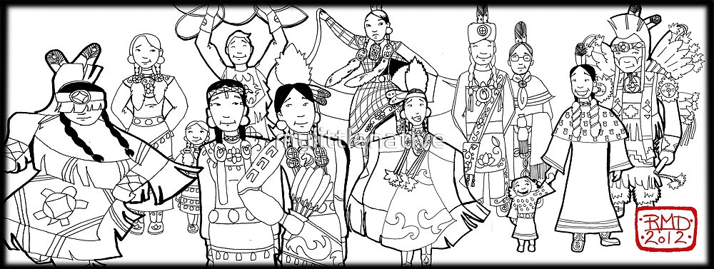 "Pow wow people coloring page" by mylittlenative | Redbubble