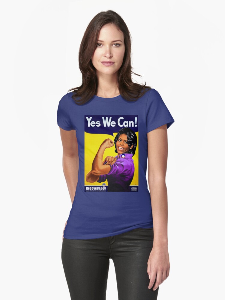 "Recovery.gov Michelle Obama as Rosie The Riveter" Women's Fitted T
