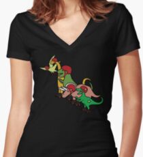 Roller Derby Dinosaurs Women's Fitted V-Neck T-Shirt