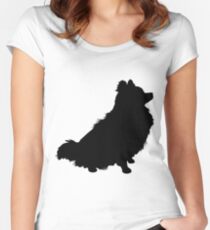 Pomeranian Silhouette Women's Fitted Scoop T-Shirt