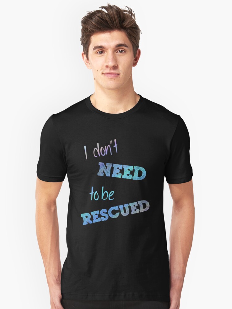 Alternate view of I Don't Need to Be Rescued (on dark) Slim Fit T-Shirt