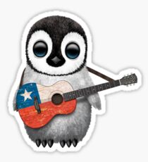 Baby Penguin Playing Chilean Flag Guitar Sticker