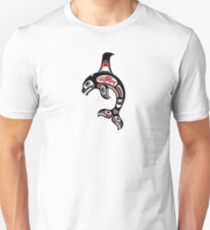 Red and Black Haida Spirit Killer Whale Slim Fit T-Shirt