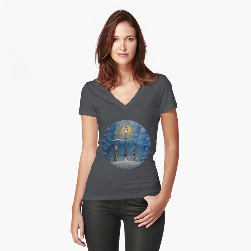 Narnia Magic Lantern Fitted V-Neck T-Shirt
