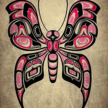 Artwork thumbnail, Pink and Black Haida Spirit Butterfly by JeffBartels