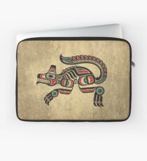 Red and Green Haida Spirit Wolf Laptop Sleeve
