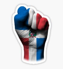 Flag of Dominican Republic on a Raised Clenched Fist Sticker