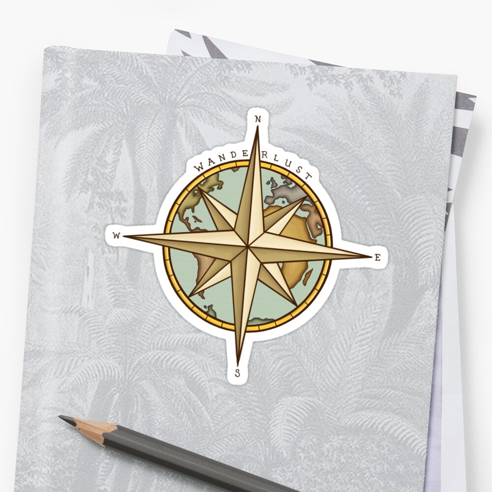 Wanderlust Compass And Map Stickers By Rachels1689 Redbubble 