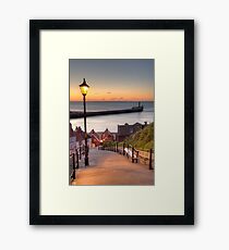 Whitby Steps - Orange Glow Framed Print