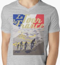 Camiseta para hombre de cuello en v Cartel retro de Le Tour de France
