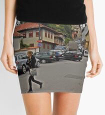 A streetscape Mini Skirt