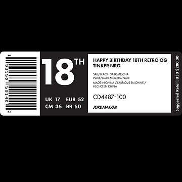 Happy Birthday 18th Sneaker Tag - Sticker, Shirt, Mug and More!" Sticker for Sale by | Redbubble