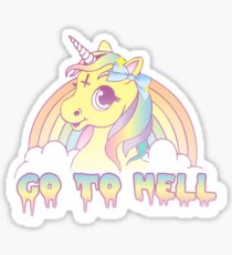 "Go To Hell" Mean Unicorn (pastel) Sticker