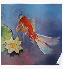 Koi on Blue and Mauve Poster