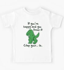 A Happy Dinosaur? Black Text Kids Tee