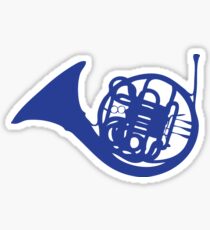 Blue French Horn Sticker