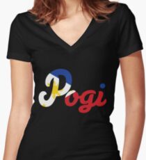 Filipino Flag Pogi Women's Fitted V-Neck T-Shirt
