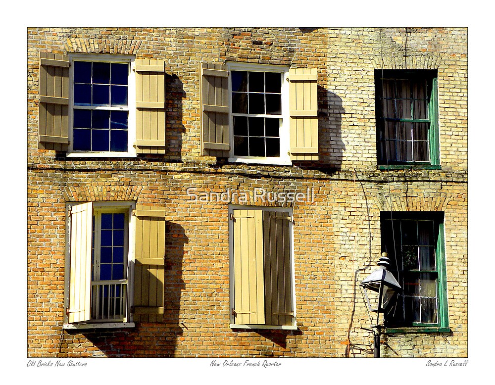 ""Old Brick New Shutters" New Orleans French Quarter" by Sandra Russell