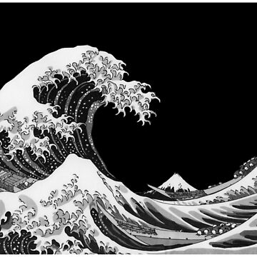 The Great Wave off Kanagawa black and white picture 