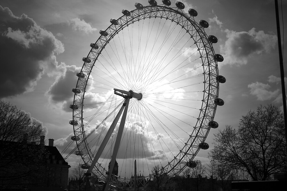 "London Eye Black and White" by James Taylor | Redbubble