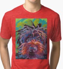 WireHaired Pointing Griffon Bright colorful pop dog art Tri-blend T-Shirt