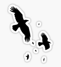 A Murder of Crows In Flight Vector Silhouette Sticker
