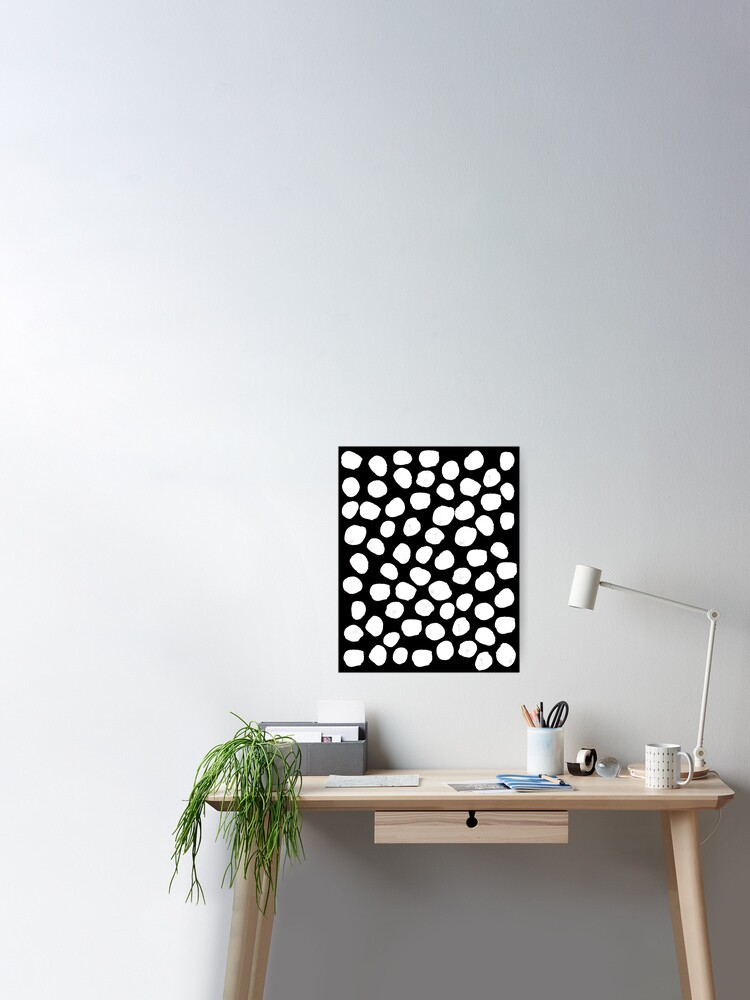Black And White Dots Abstract Painting Minimal Brooklyn Design Decor Dorm Room Art Gender Neutral Non Binary Pattern Print Poster