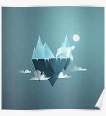 Low Poly Polar Bear Poster