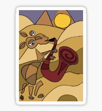 Funny Cool Camel Playing Saxophone Abstract Art Sticker
