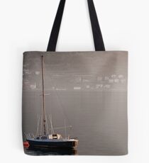 On the lake on a misty day Tote Bag