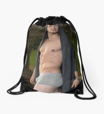 Sexy Male Model, Andrew Drawstring Bag