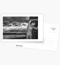 Dramatic Sky with Hot Model on the Thames in London Postcards