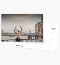 Dramatic Sky with Hot Model on the Thames in London Mark in colour Postcards