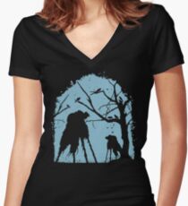 Camiseta entallada de cuello en V El lugar verde