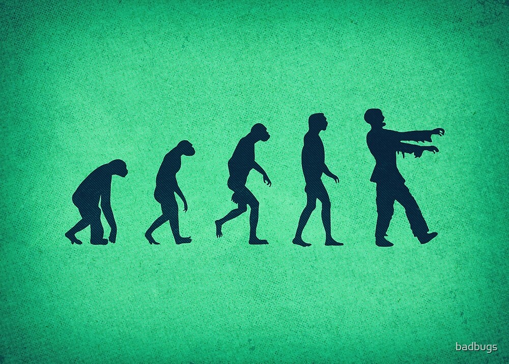 "Evolution of Zombies (Zombie Walking Dead)" by badbugs Redbubble