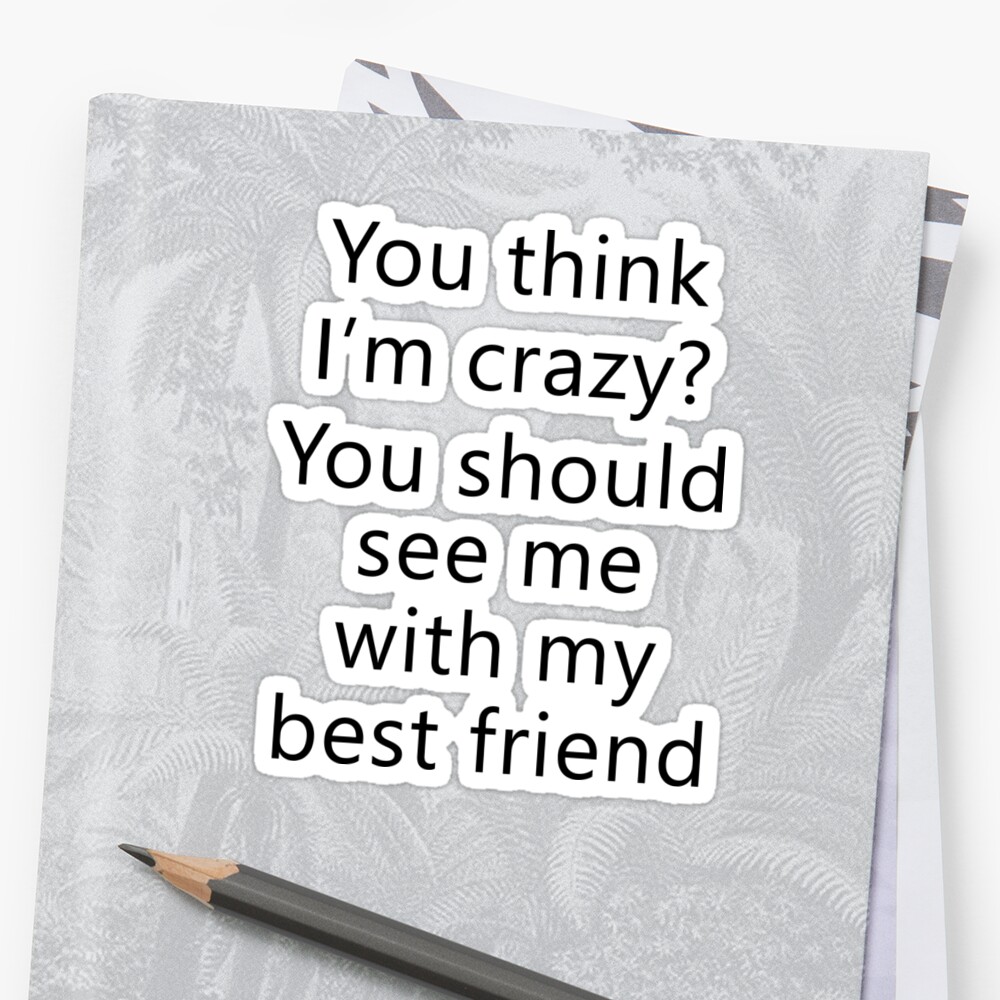 You Think Im Crazy You Should See Me With My Best Friend Sticker By Poppyflower Redbubble 