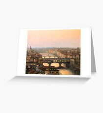 Sunset over ponte Vecchio in Florence Greeting Card